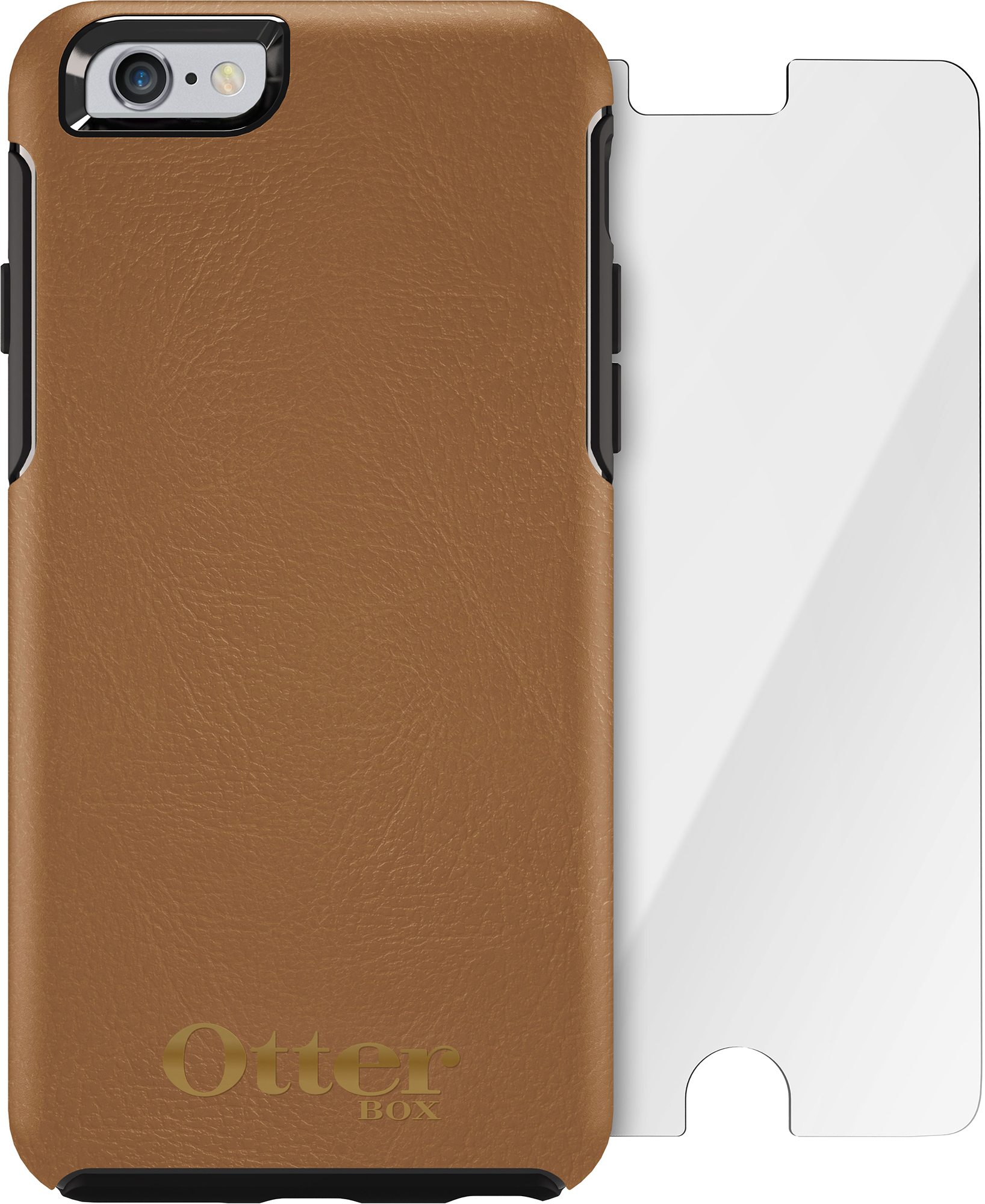 OtterBox Symmetry Series Leather Edition Case + Alpha Glass Screen Protector Bundle for iPhone 6 Plus/6s Plus