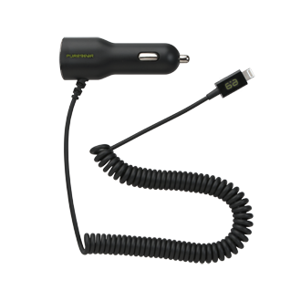 PureGear 17W/3.4A Car Charger with Lightning Connector - Black