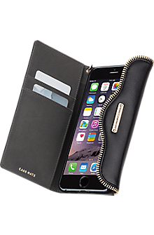 Genuine Leather Folio Wristlet for iPhone 6/6s - Black