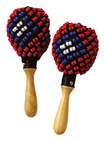 Tycoon Percussion - Beaded Maracas (pair) - Brown/red/blue/white/black