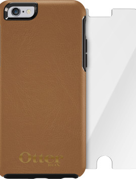 OtterBox Symmetry Series Leather Edition Case + Alpha Glass Screen Protector Bundle for iPhone 6 Plus/6s Plus