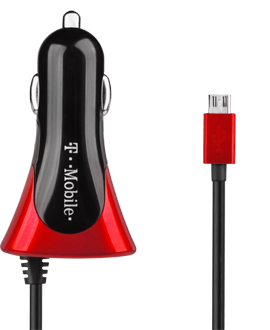 T-Mobile 3.1AMP Micro USB Car Charger - Black and Red
