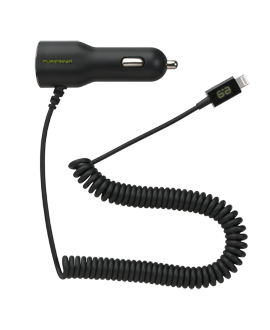 PureGear 17W/3.4A Car Charger with Lightning Connector - Black