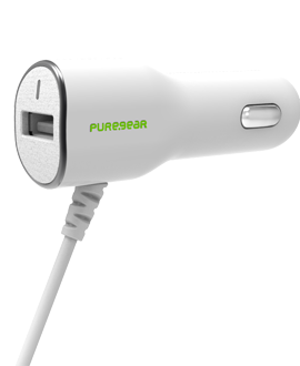 PureGear 17W/3.4A Car Charger with Lightning Connector - White