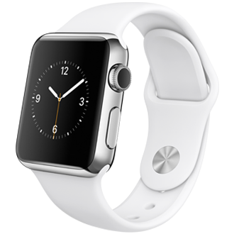Apple Watch: 38mm Stainless Steel Case w/ White Sport Band